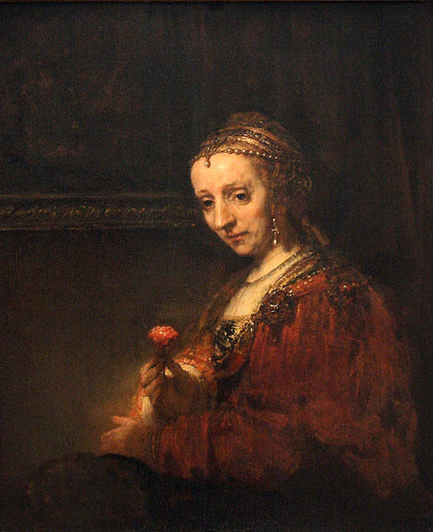 Portrait of a Woman with a Pink Carnation